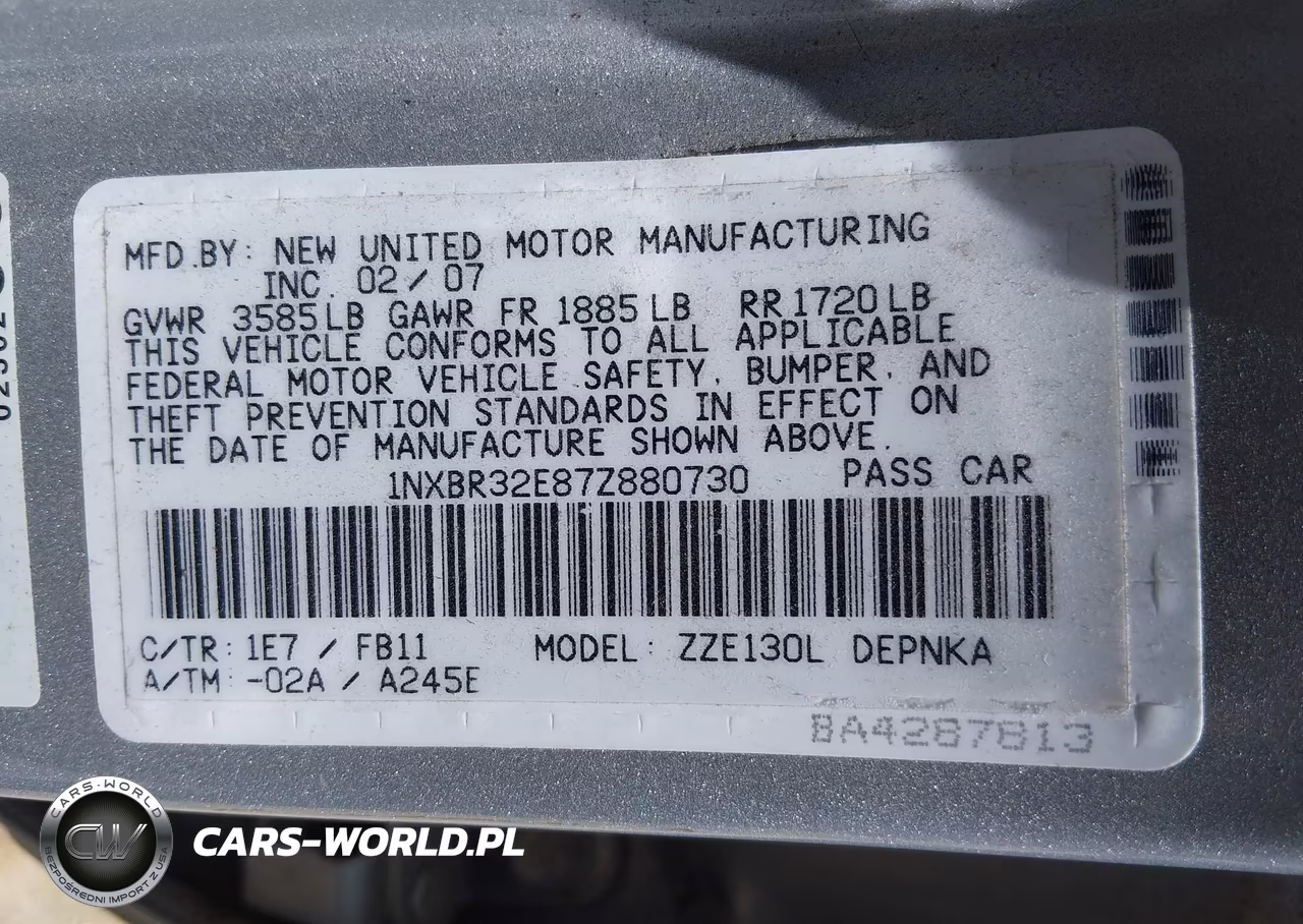 2007 Toyota Corolla Le VIN:1NXBR32E87Z880730 - 9