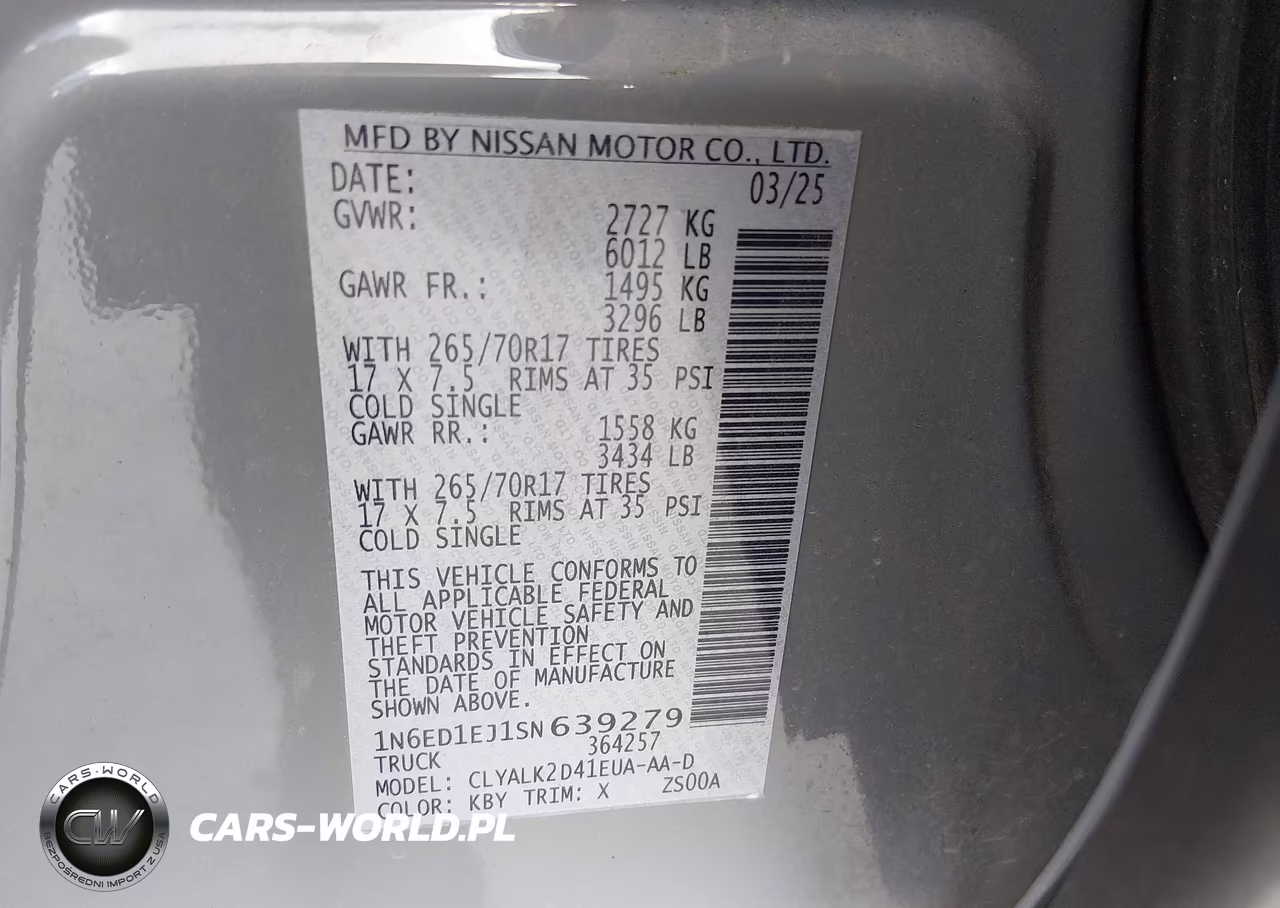 2025 Nissan Frontier Pro-X 4X2 VIN:1N6ED1EJ1SN639279 - 9