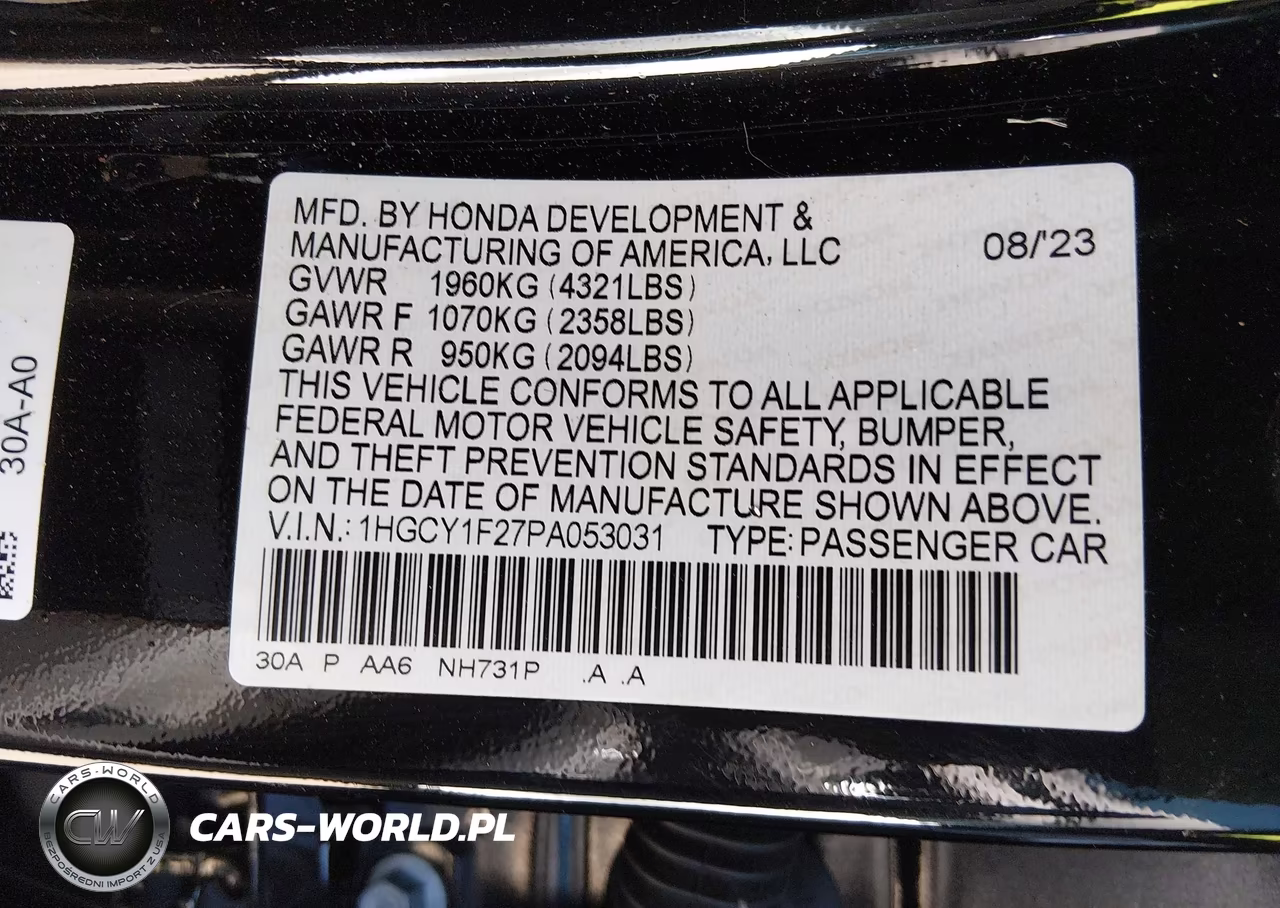 2023 Honda Accord Lx VIN:1HGCY1F27PA053031 - 9