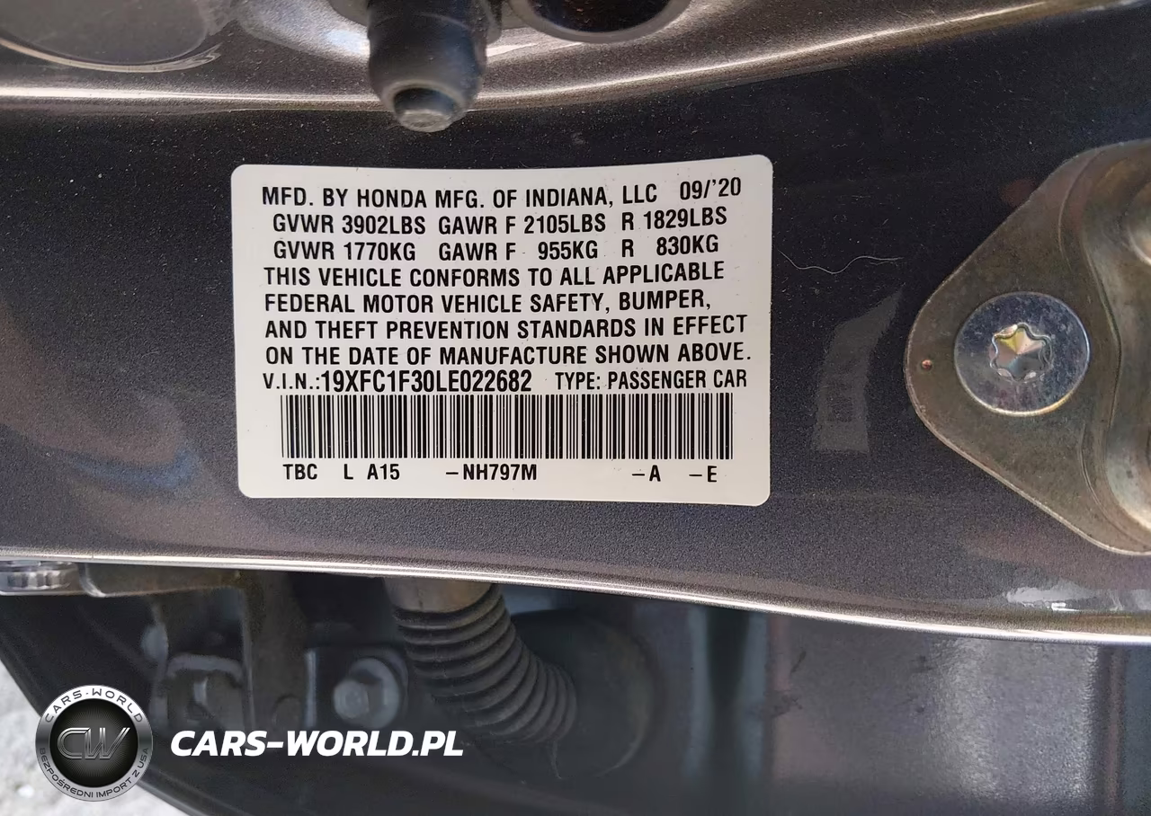 2020 Honda Civic Ex VIN:19XFC1F30LE022682 - 9