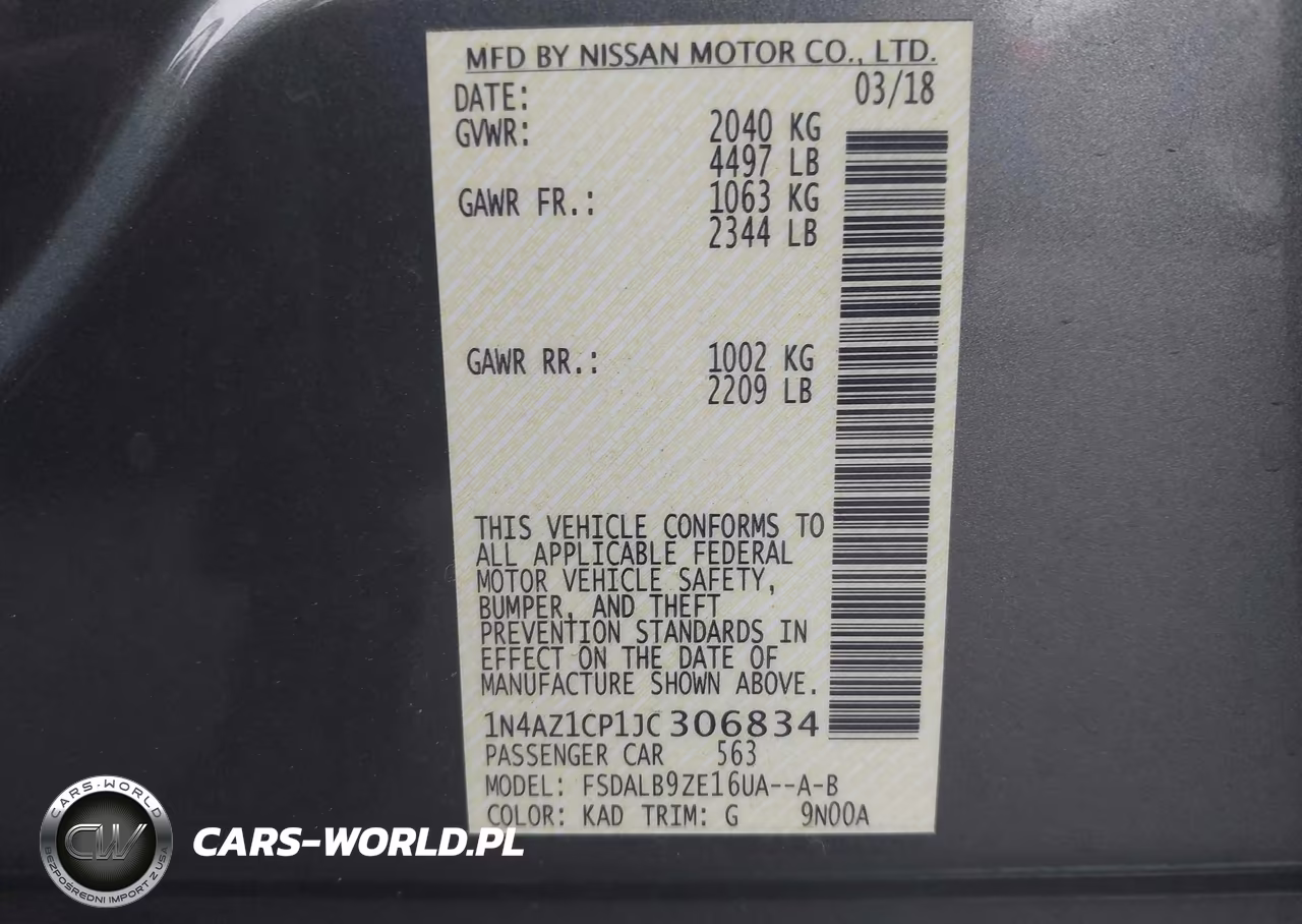 2018 Nissan Leaf S VIN:1N4AZ1CP1JC306834 - 9