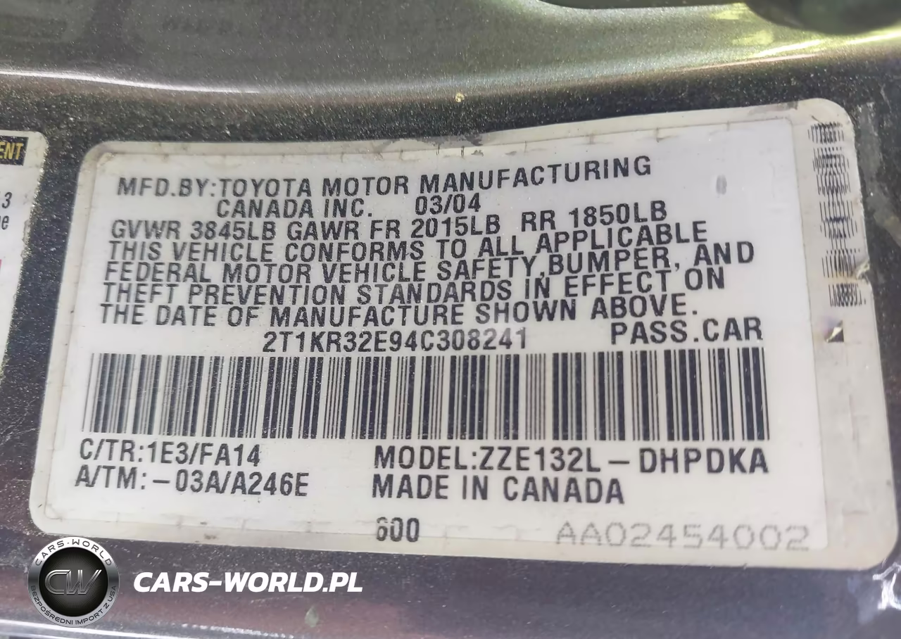 2004 Toyota Matrix Standard VIN:2T1KR32E94C308241 - 9