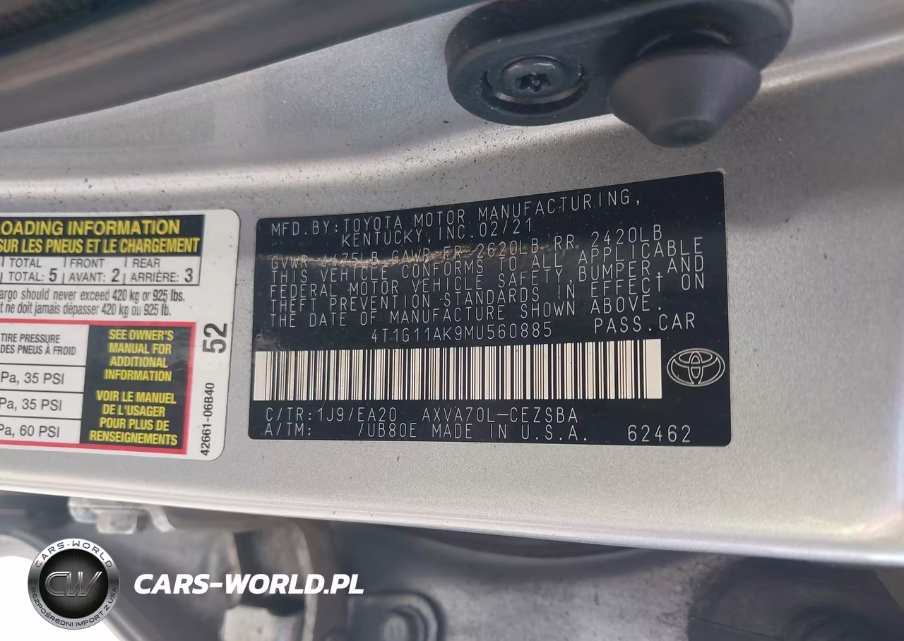 2021 Toyota Camry Se VIN:4T1G11AK9MU560885 - 9