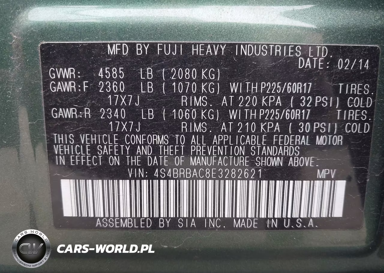2014 Subaru Outback 2.5I VIN:4S4BRBAC8E3282621 - 9