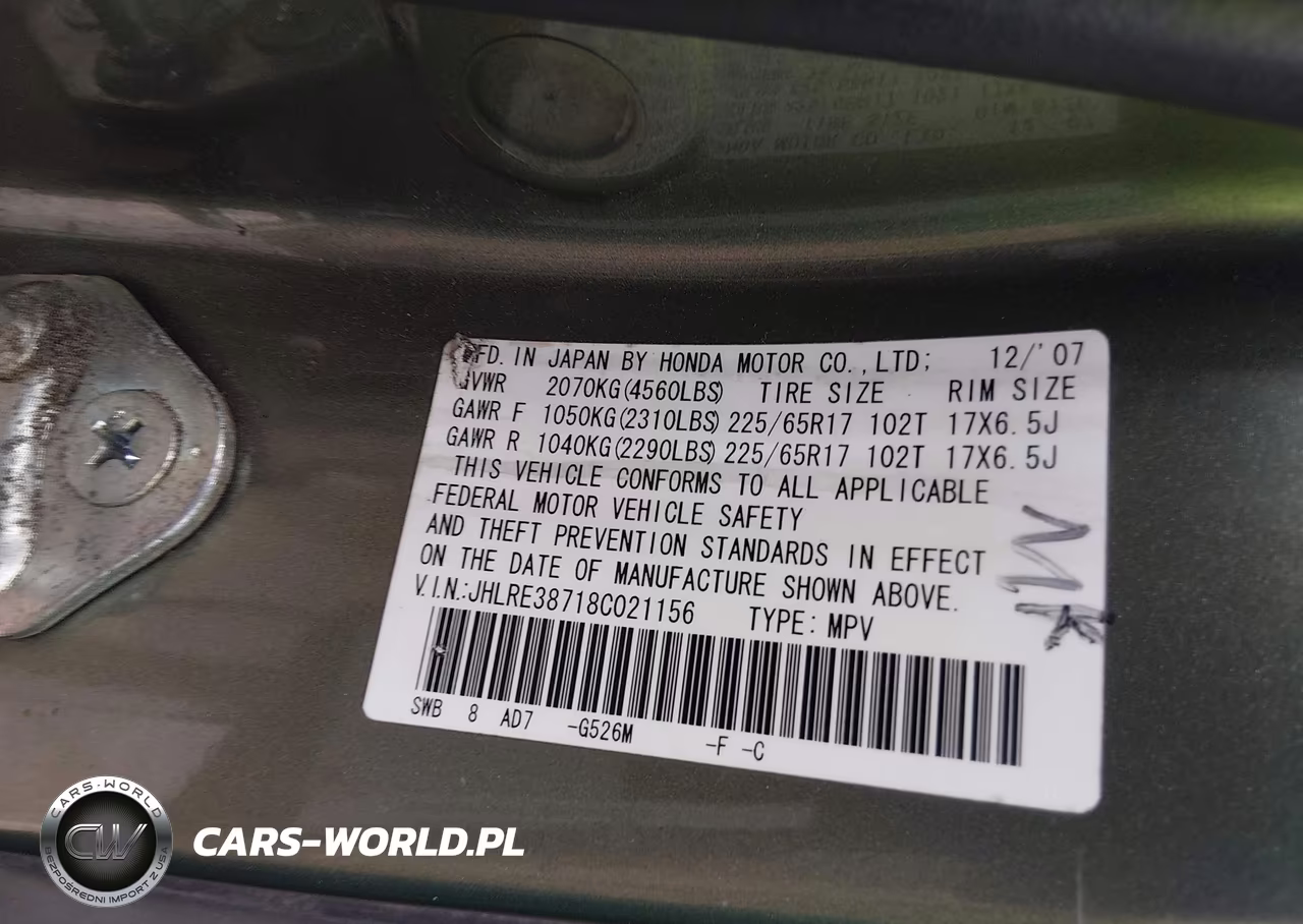 2008 Honda Cr-V Ex-L VIN:JHLRE38718C021156 - 9