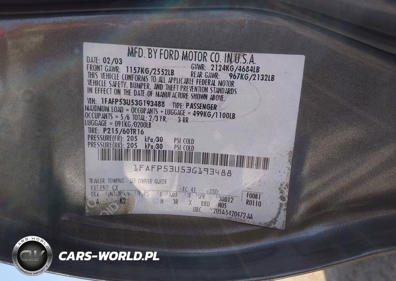 2003 Ford Taurus Se VIN:1FAFP53U53G193488 - 9
