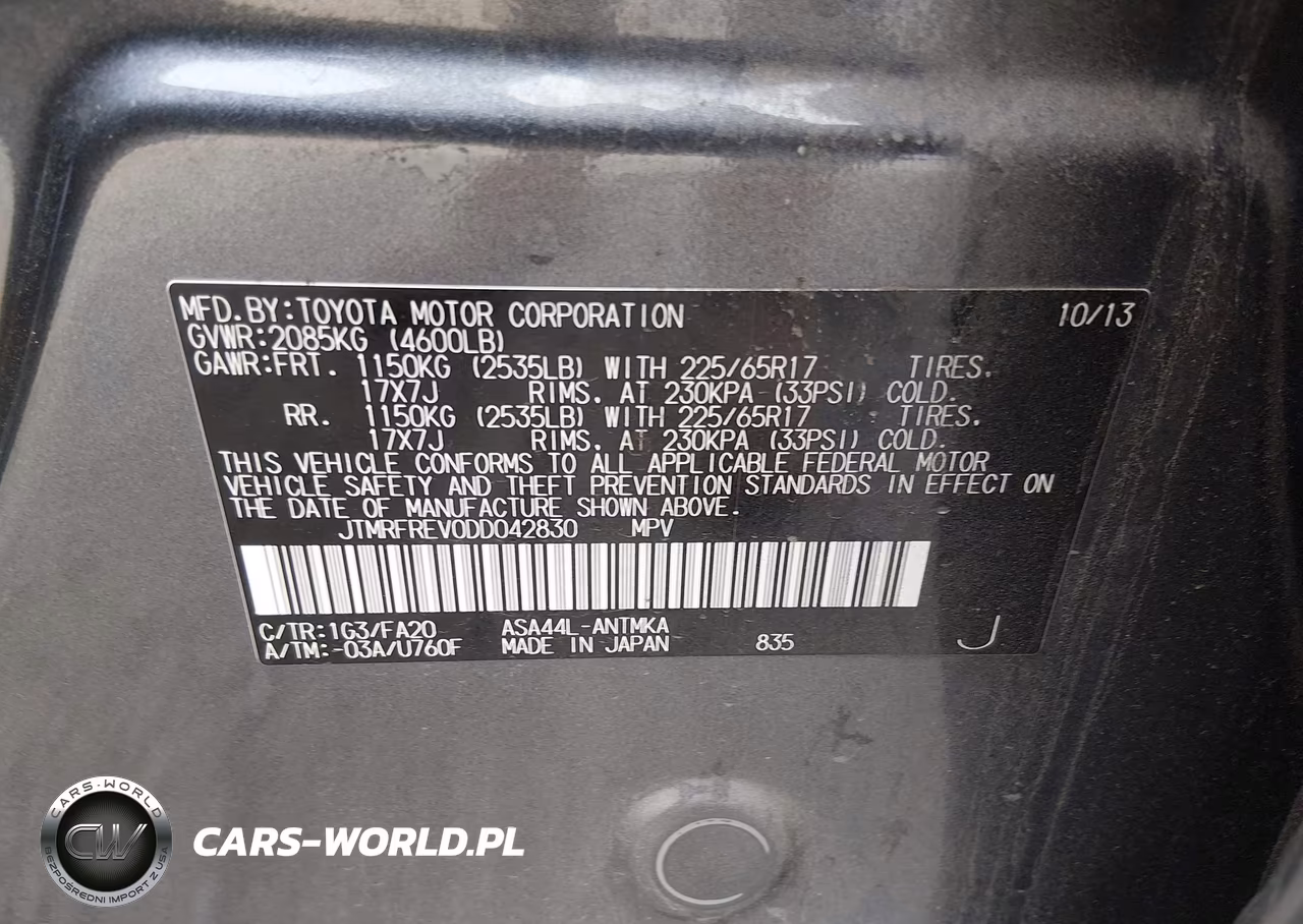 2013 Toyota Rav4 Xle VIN:JTMRFREV0DD042830 - 9