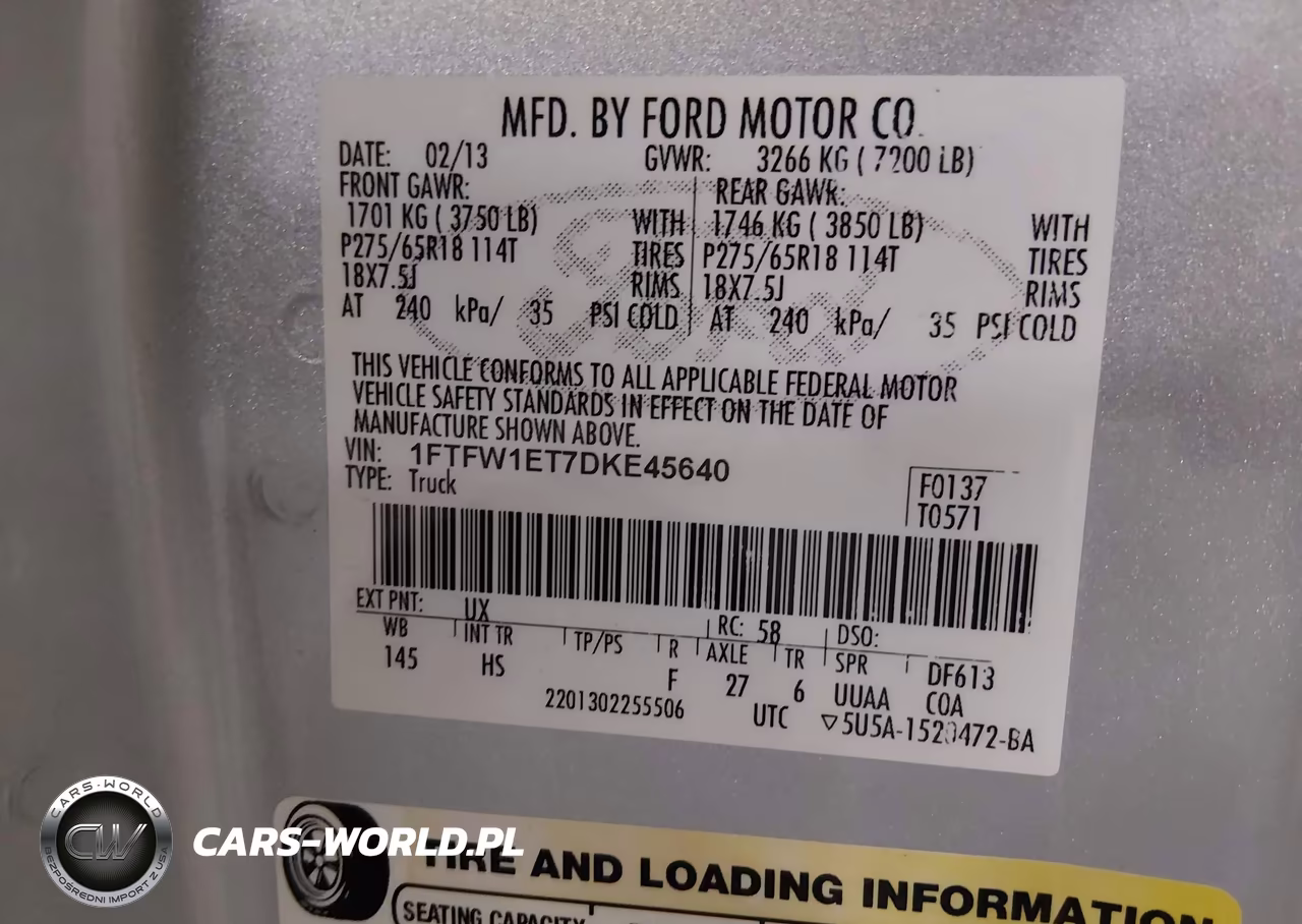 2013 Ford F-150 Lariat VIN:1FTFW1ET7DKE45640 - 9