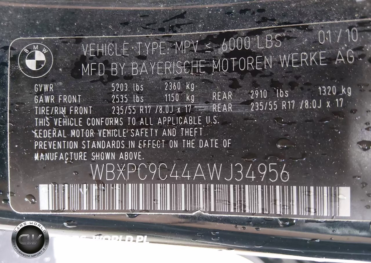 2010 BMW X3 xDrive30I VIN:WBXPC9C44AWJ34956 - 9