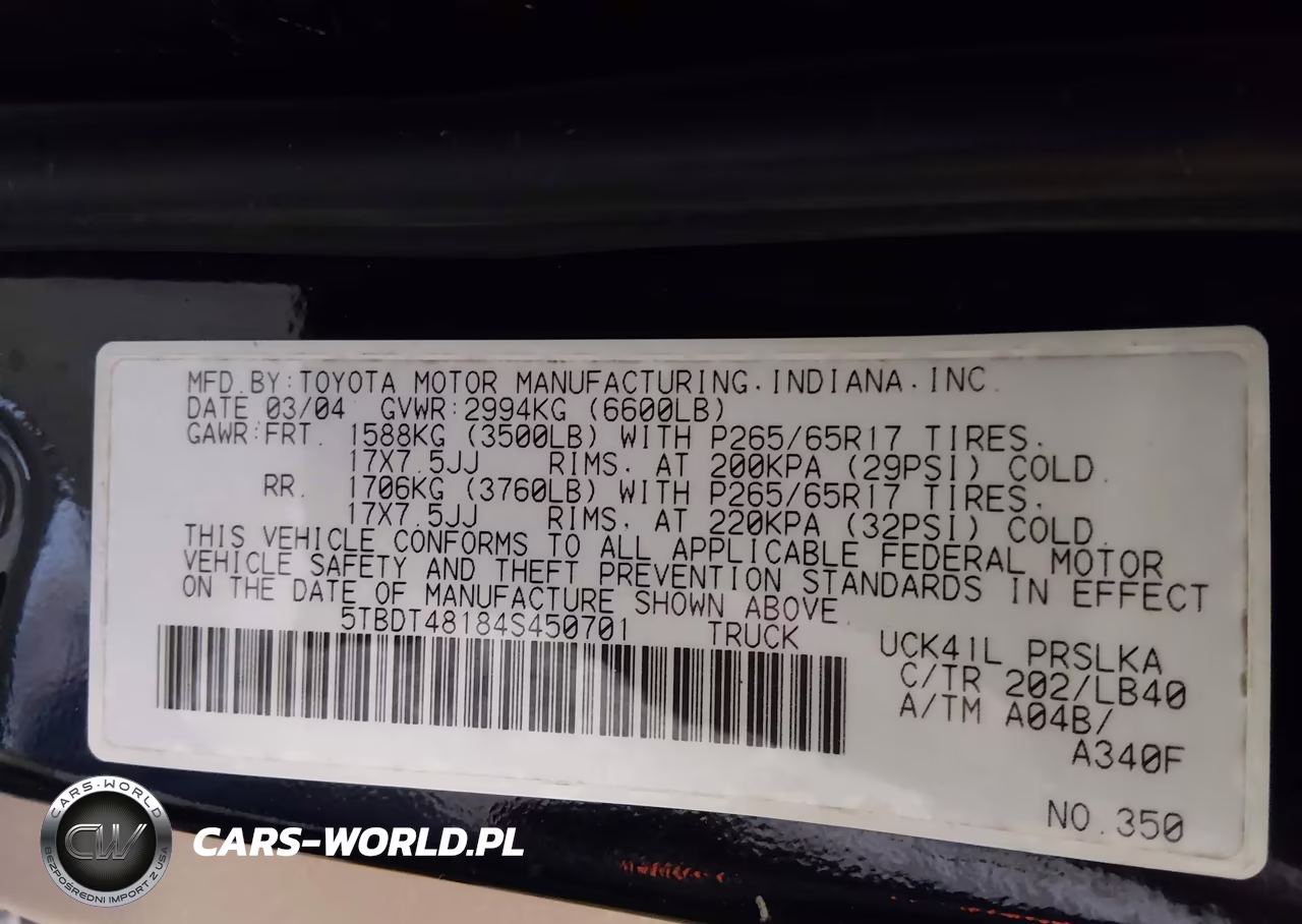2004 Toyota Tundra Limited V8 VIN:5TBDT48184S450701 - 9