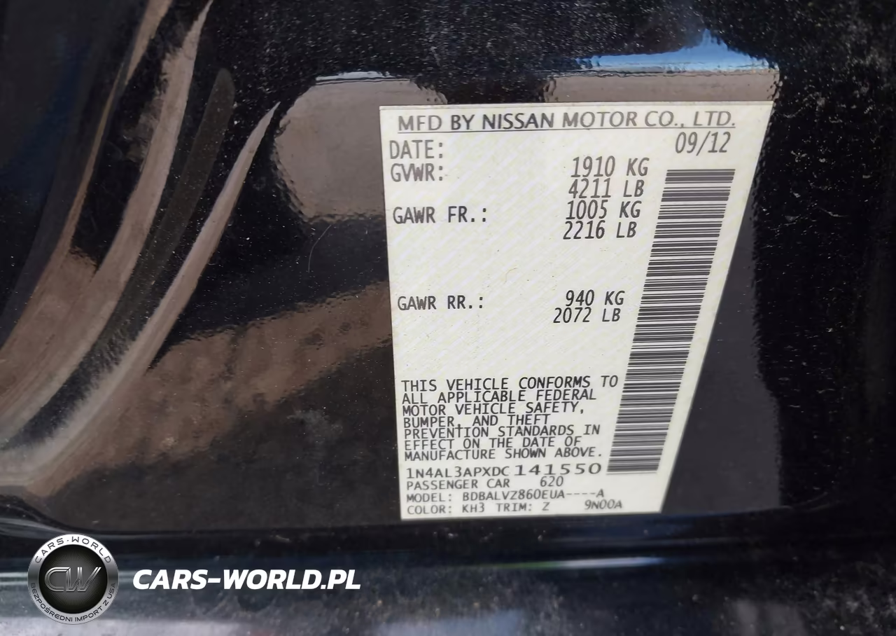 2013 Nissan Altima 2.5 Sl VIN:1N4AL3APXDC141550 - 9