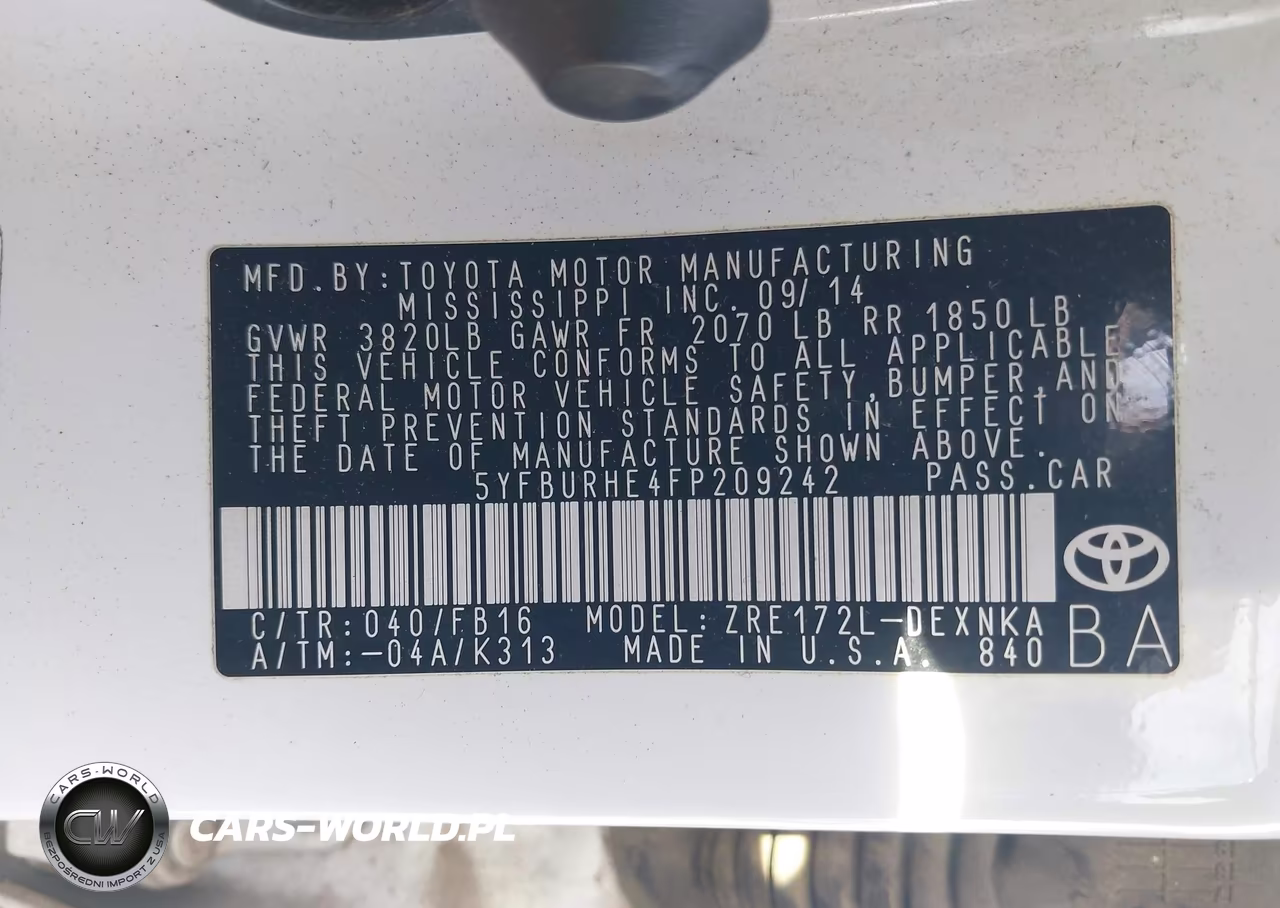 2015 Toyota Corolla Le VIN:5YFBURHE4FP209242 - 9