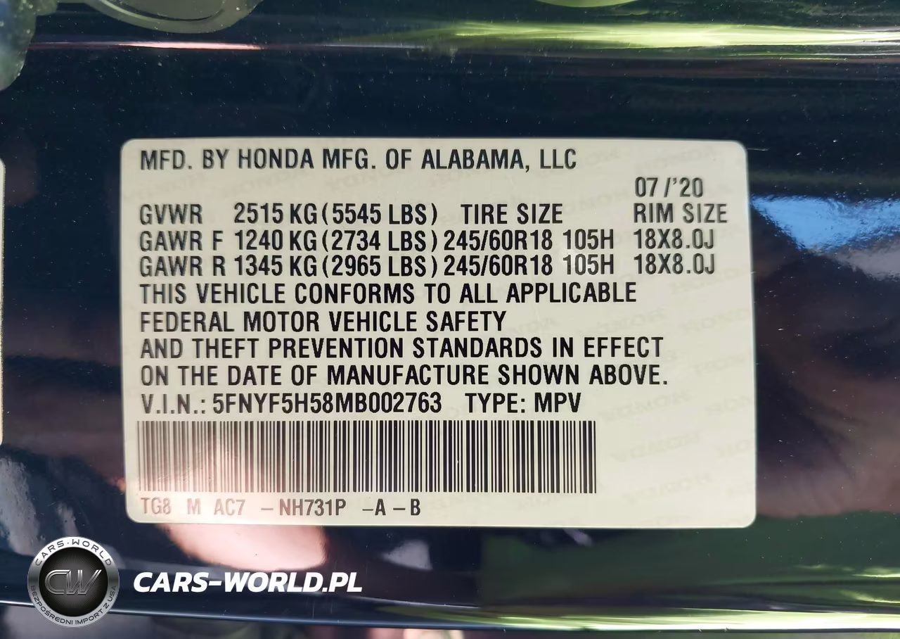 2021 Honda Pilot 2Wd Ex-L VIN:5FNYF5H58MB002763 - 9