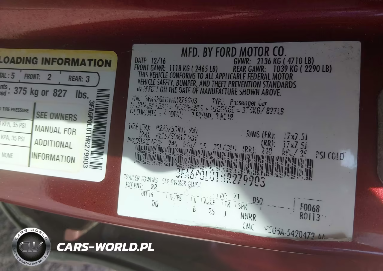 2017 Ford Fusion Hybrid Se VIN:3FA6P0LU1HR279903 - 9