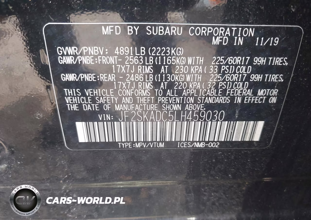 2020 Subaru Forester VIN:JF2SKADC5LH459030 - 9