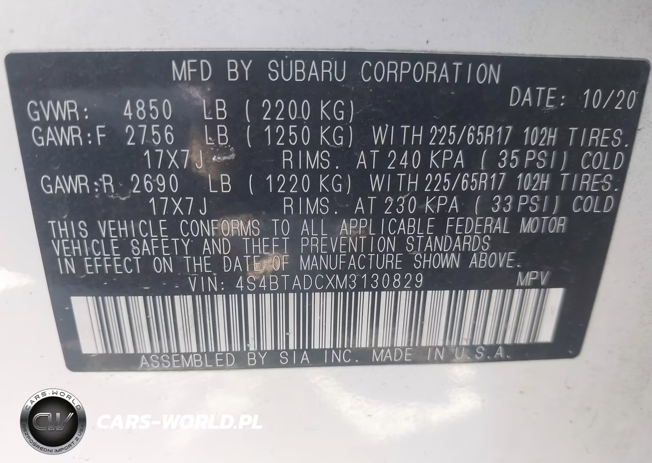 2021 Subaru Outback Premium VIN:4S4BTADCXM3130829 - 9