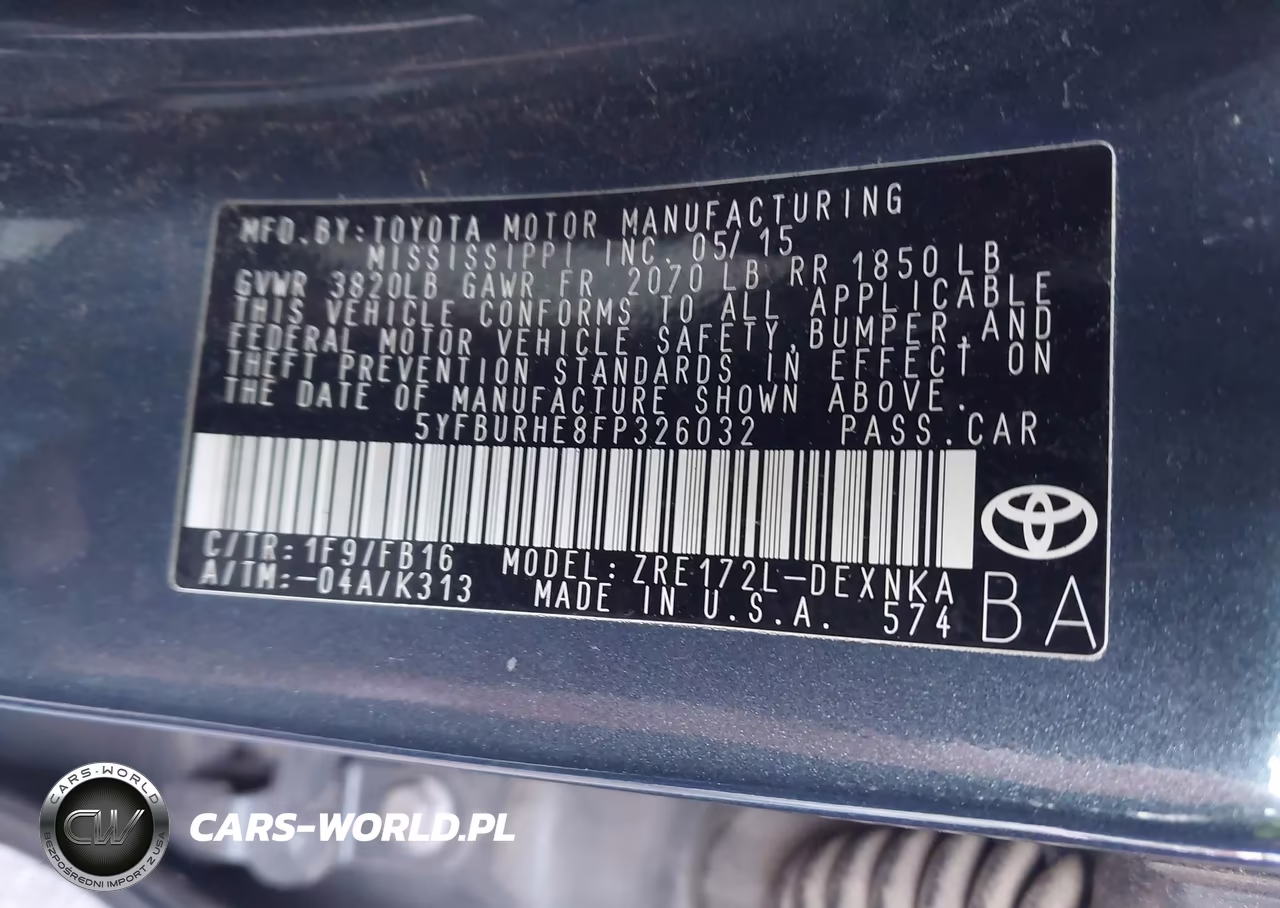 2015 Toyota Corolla Le Plus VIN:5YFBURHE8FP326032 - 9