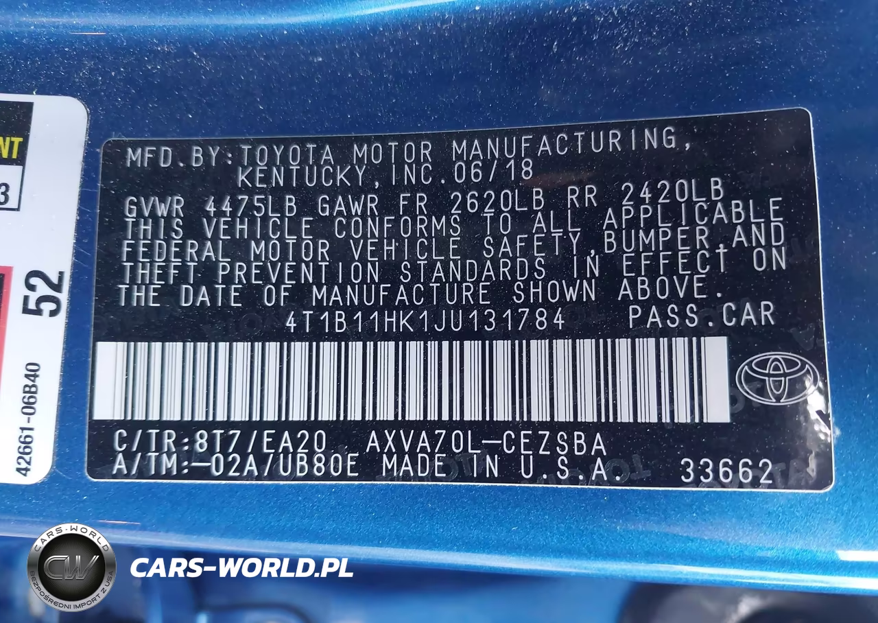2018 Toyota Camry Se VIN:4T1B11HK1JU131784 - 9