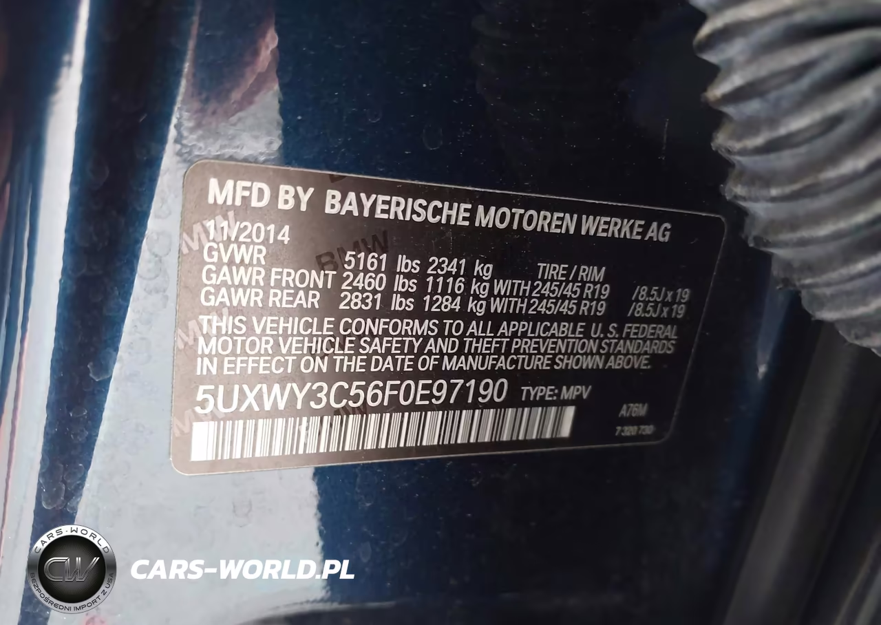 2015 BMW X3 xDrive28D VIN:5UXWY3C56F0E97190 - 9