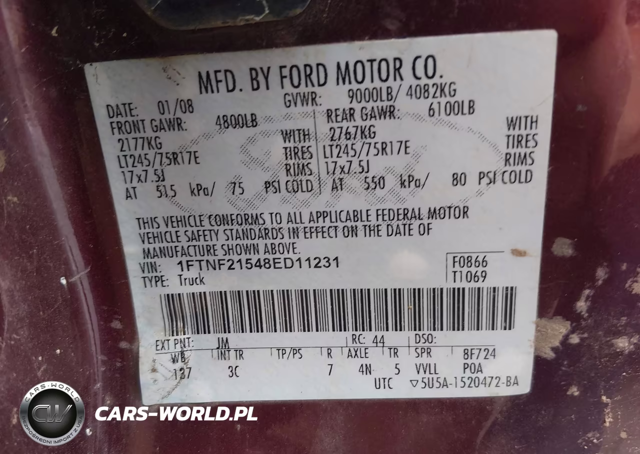 2008 Ford F-250 Xl-Xlt VIN:1FTNF21548ED11231 - 9