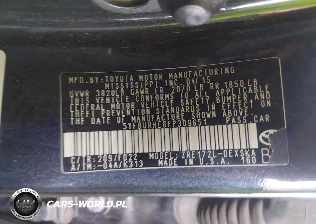 2015 Toyota Corolla S Plus VIN:5YFBURHE6FP309651 - 9