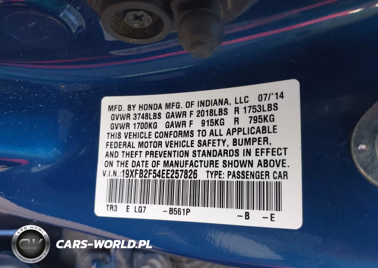 2014 Honda Civic Lx VIN:19XFB2F54EE257826 - 9
