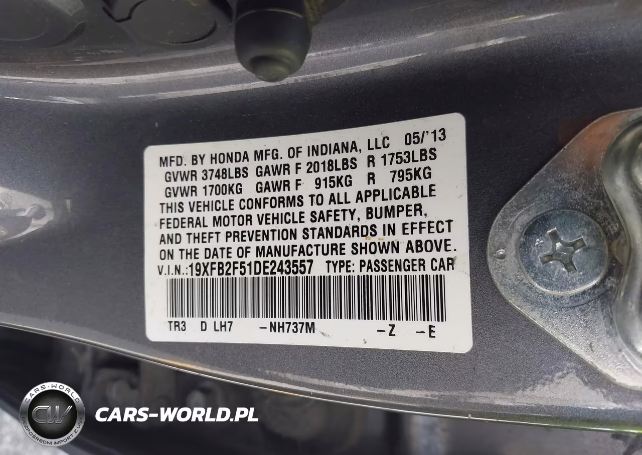 2013 Honda Civic Lx VIN:19XFB2F51DE243557 - 9