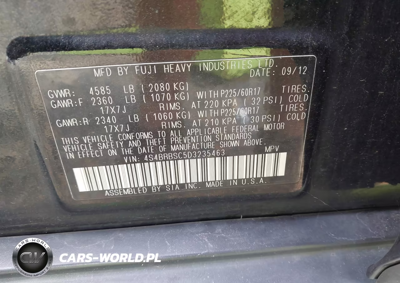 2013 Subaru Outback 2.5I Limited VIN:4S4BRBSC5D3235463 - 9