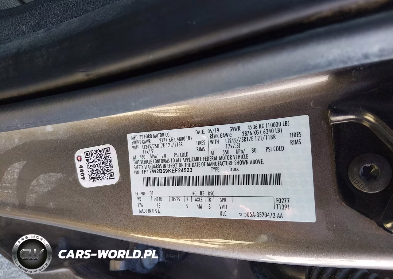 2019 Ford F-250 Xl VIN:1FT7W2B69KEF24523 - 9