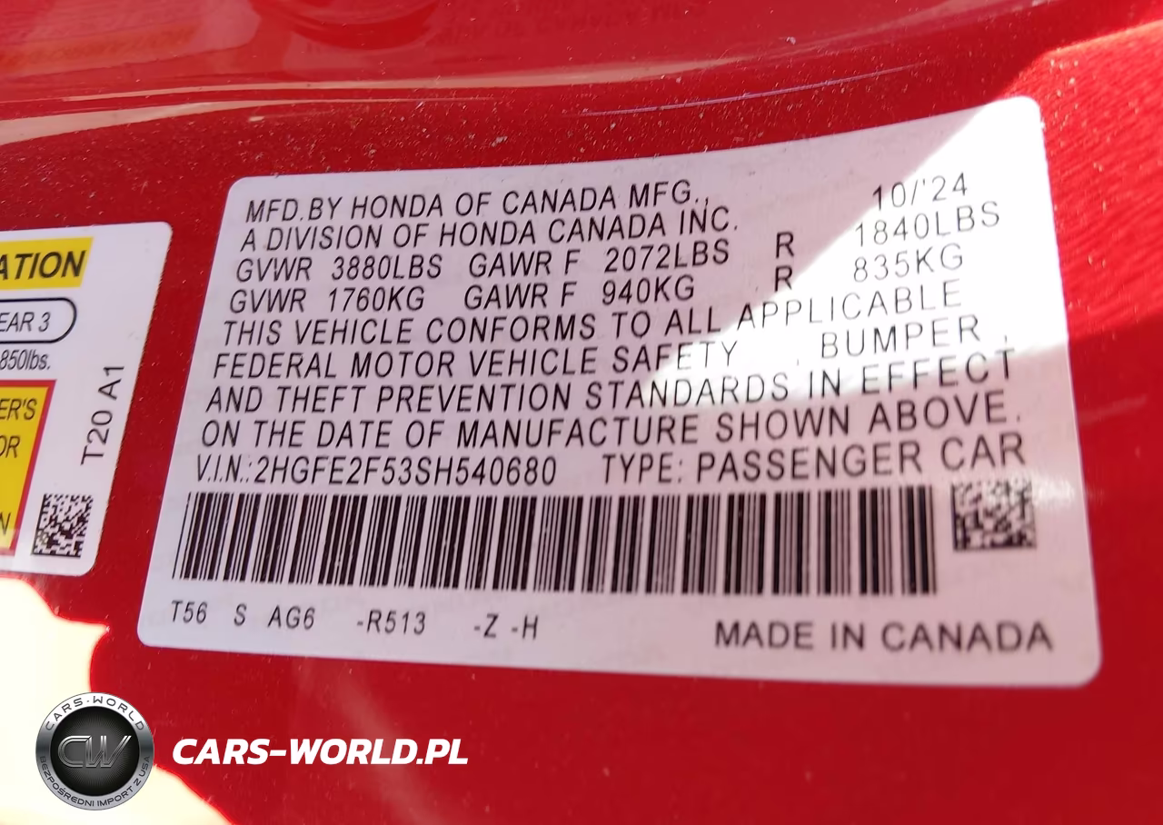 2025 Honda Civic Sport VIN:2HGFE2F53SH540680 - 9
