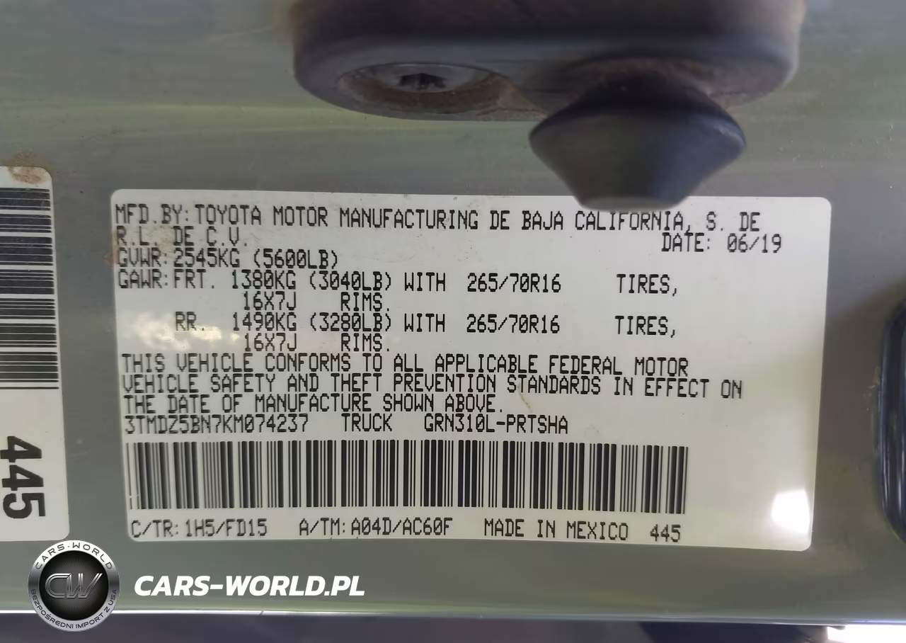 2019 Toyota Tacoma Trd Off Road VIN:3TMDZ5BN7KM074237 - 9