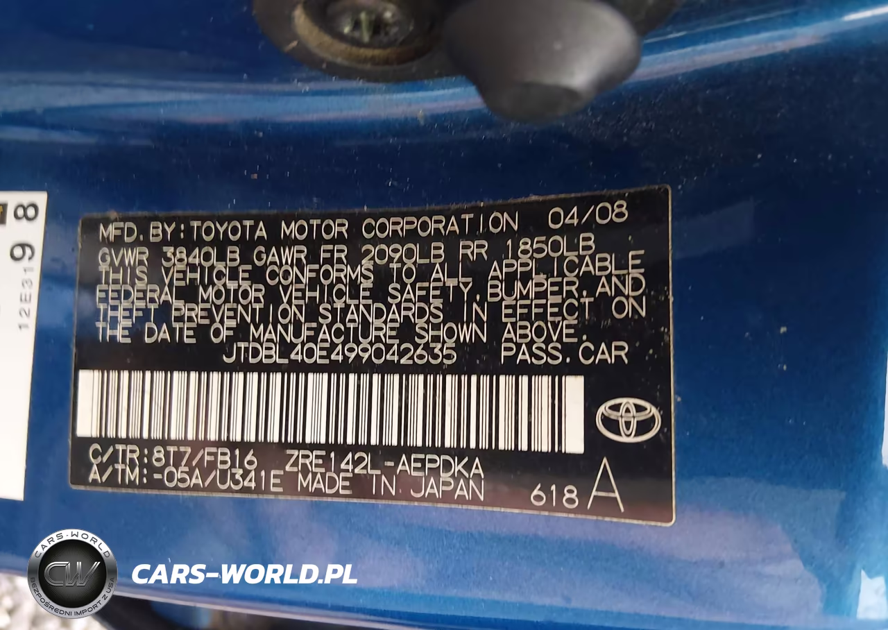 2009 Toyota Corolla Le VIN:JTDBL40E499042635 - 9