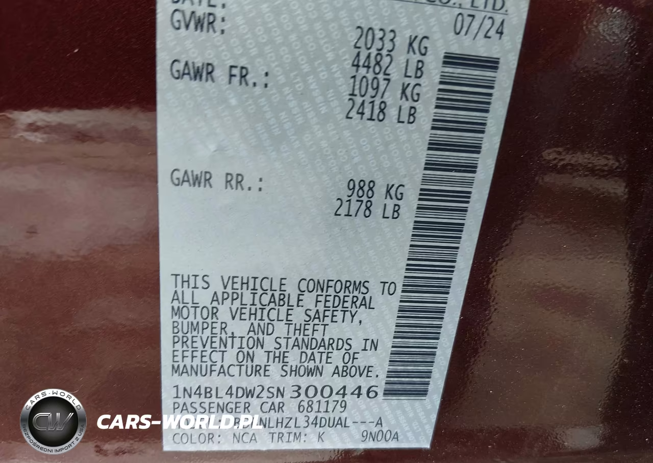 2025 Nissan Altima Sv Awd VIN:1N4BL4DW2SN300446 - 9