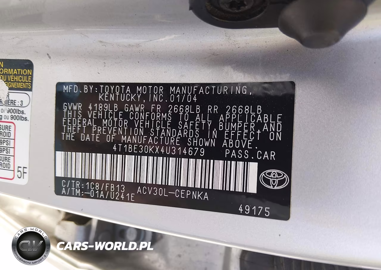 2004 Toyota Camry Le VIN:4T1BE30KX4U314679 - 9
