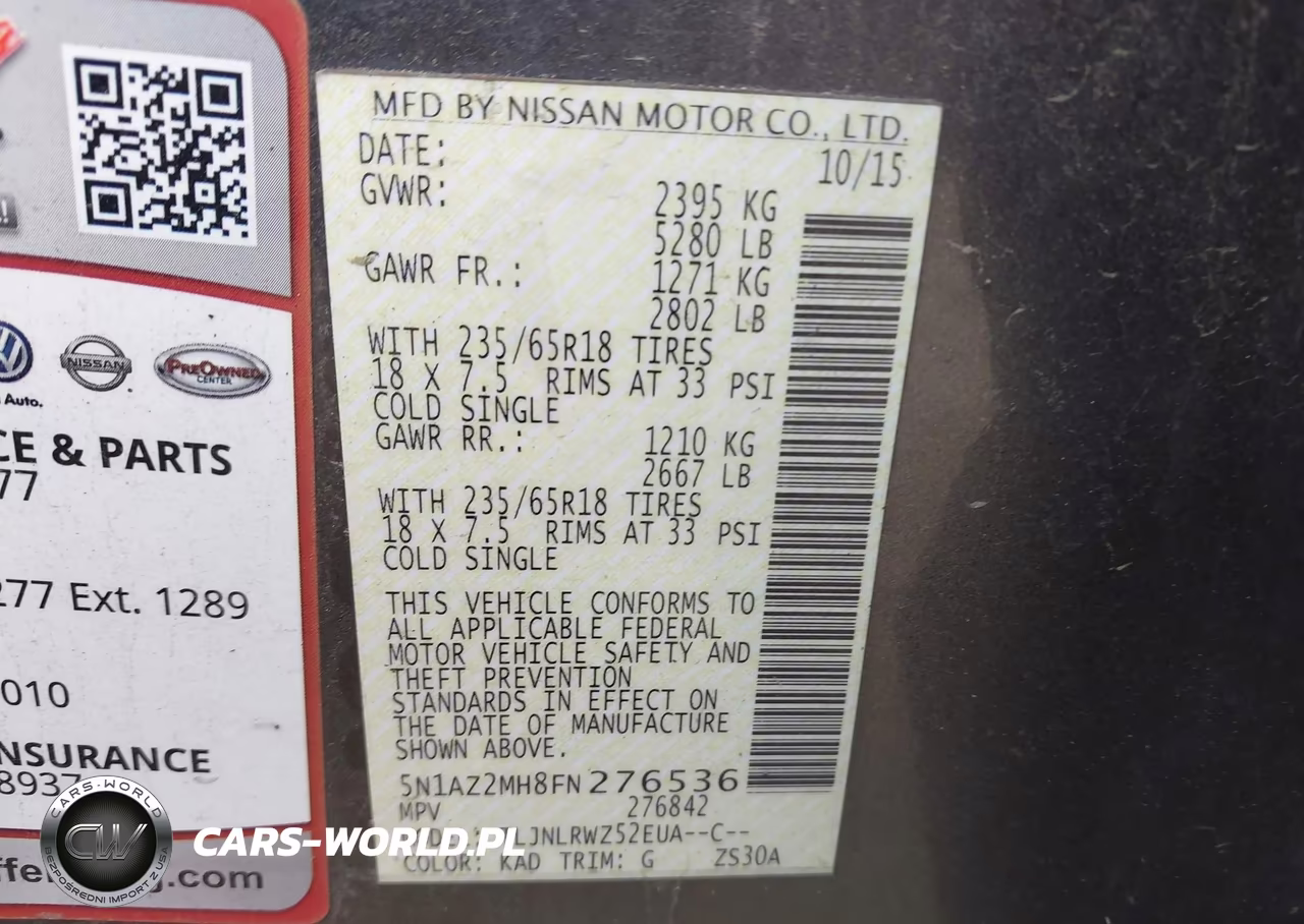 2015 Nissan Murano Sl VIN:5N1AZ2MH8FN276536 - 9