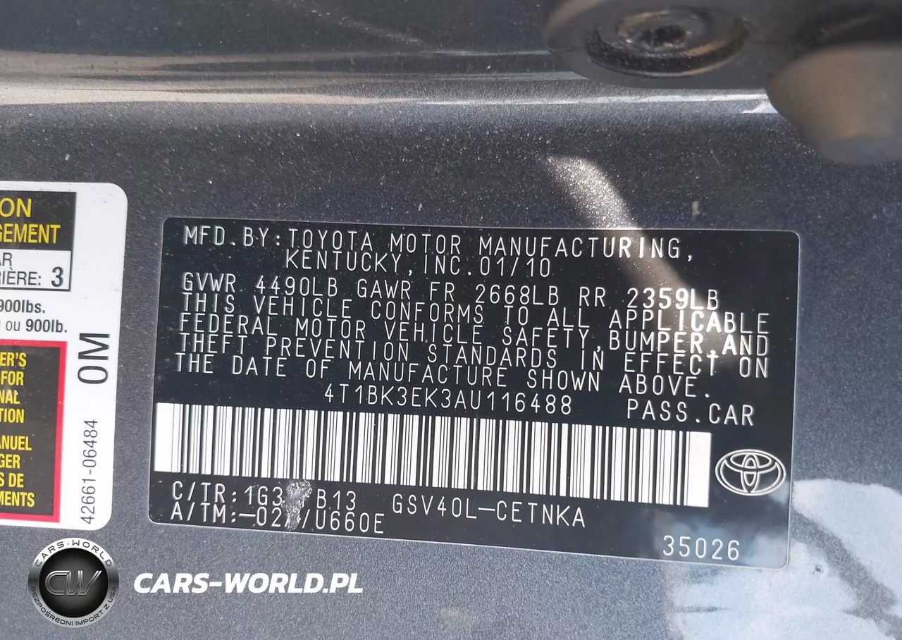 2010 Toyota Camry Le V6 VIN:4T1BK3EK3AU116488 - 9