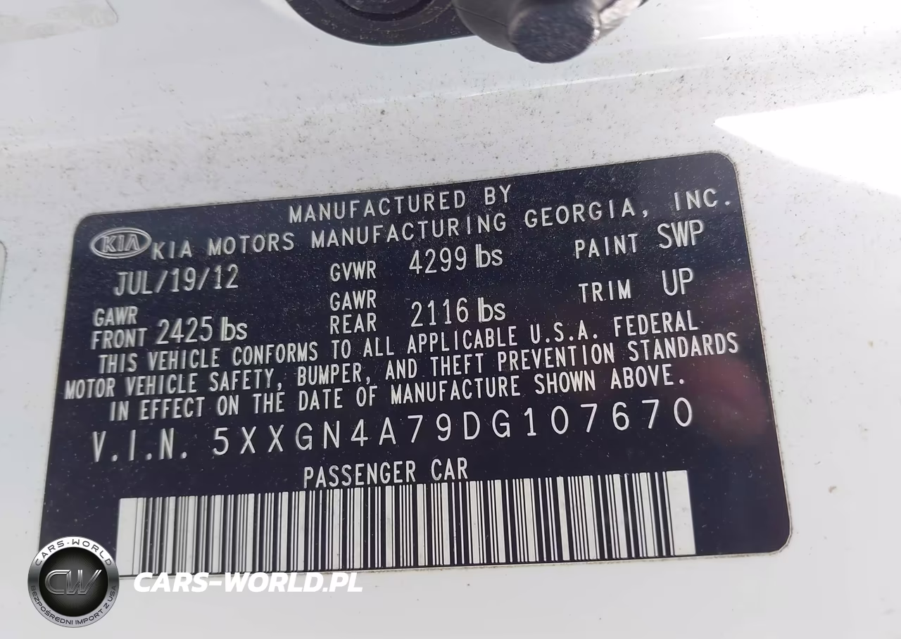 2013 Kia Optima Ex VIN:5XXGN4A79DG107670 - 9