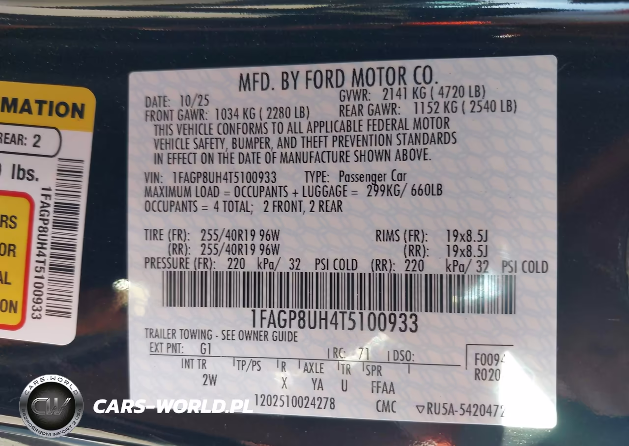 2026 Ford Mustang Ecoboost VIN:1FAGP8UH4T5100933 - 9