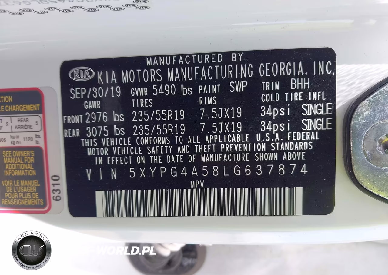 2020 Kia Sorento 3.3L S VIN:5XYPG4A58LG637874 - 9