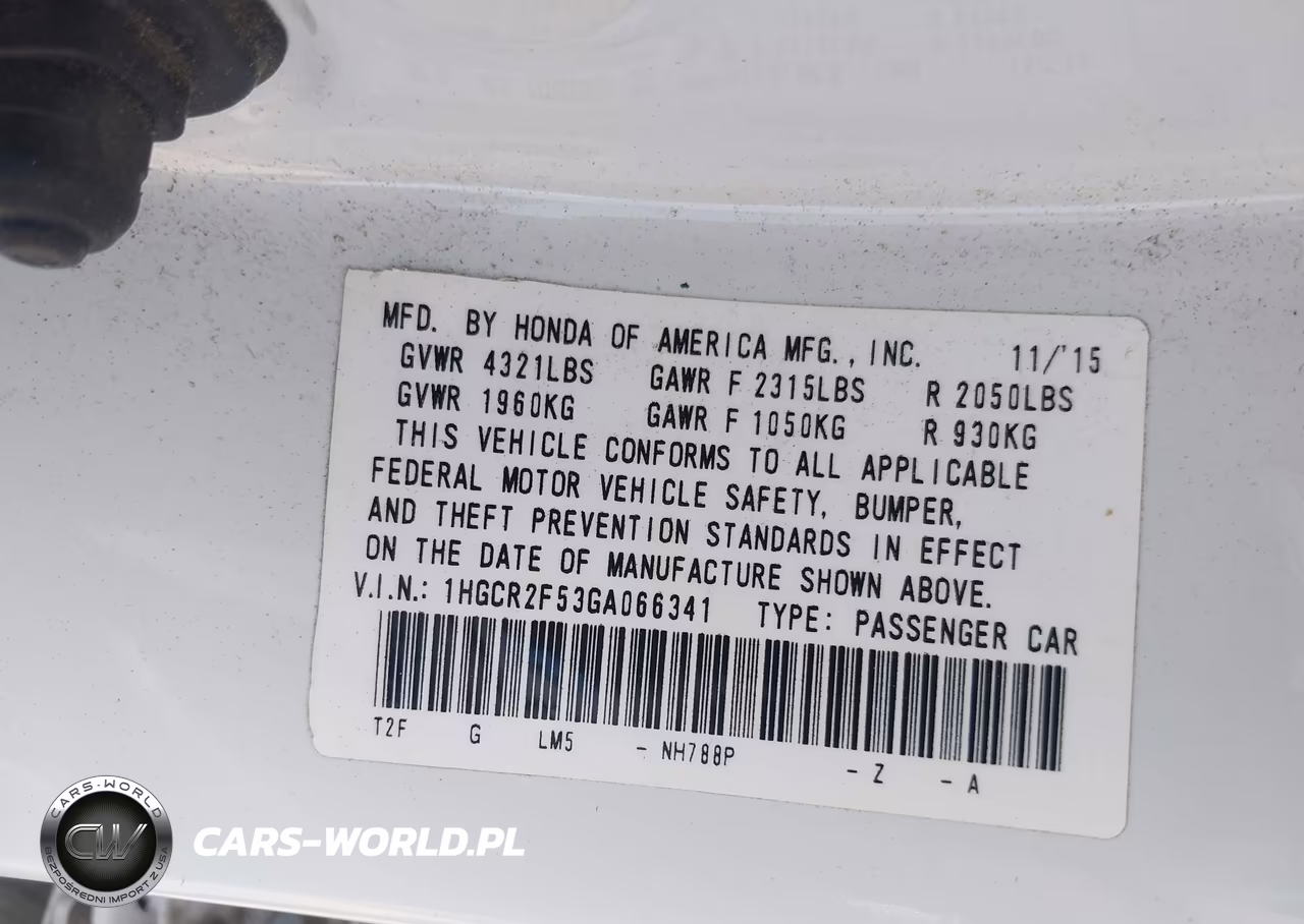 2016 Honda Accord Sport VIN:1HGCR2F53GA066341 - 9