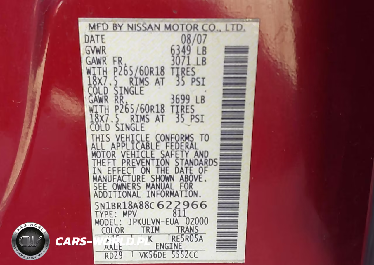 2008 Nissan Pathfinder Le V8 VIN:5N1BR18A88C622966 - 9