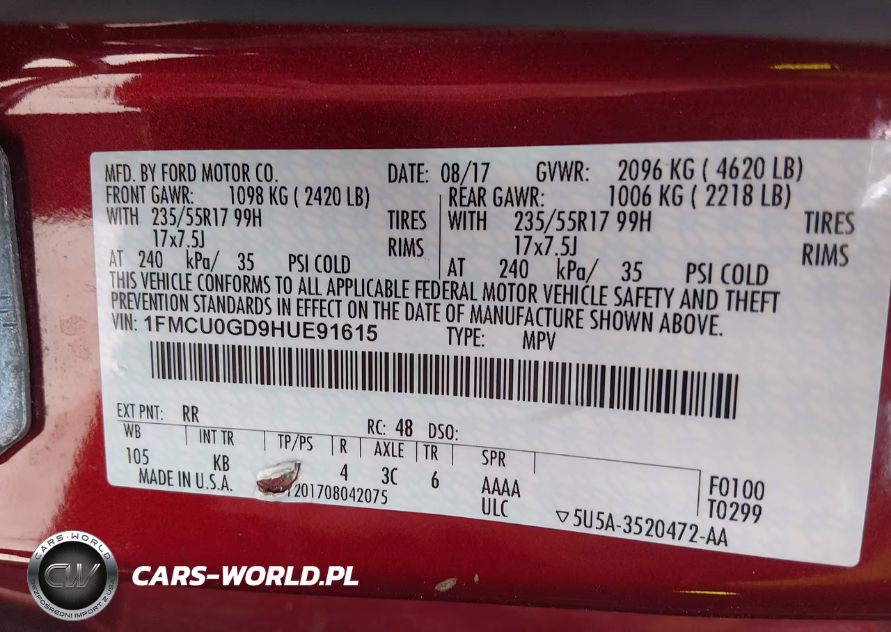 2017 Ford Escape Se VIN:1FMCU0GD9HUE91615 - 9