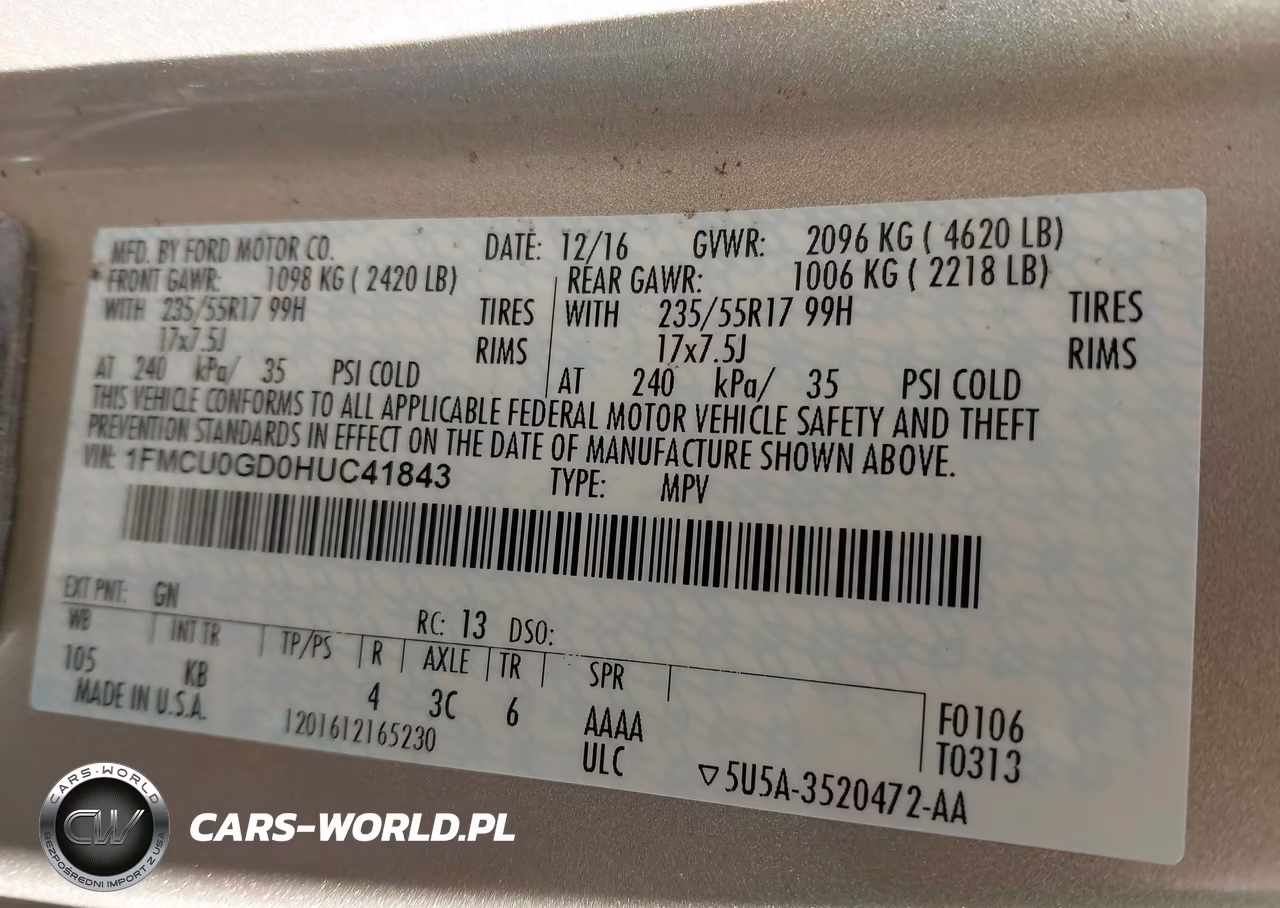 2017 Ford Escape Se VIN:1FMCU0GD0HUC41843 - 9