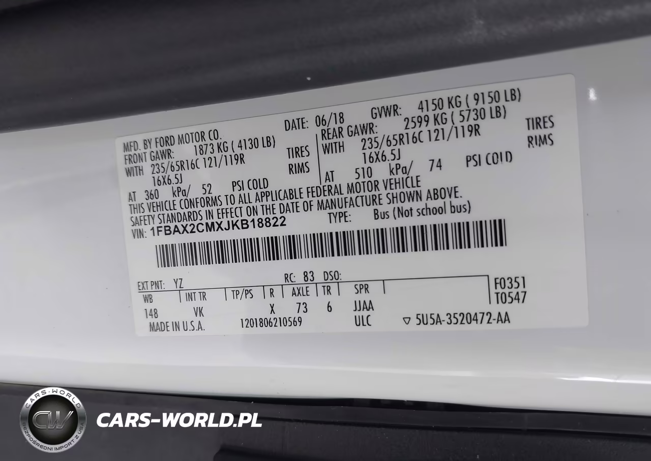 2018 Ford Transit-350 Xl VIN:1FBAX2CMXJKB18822 - 9