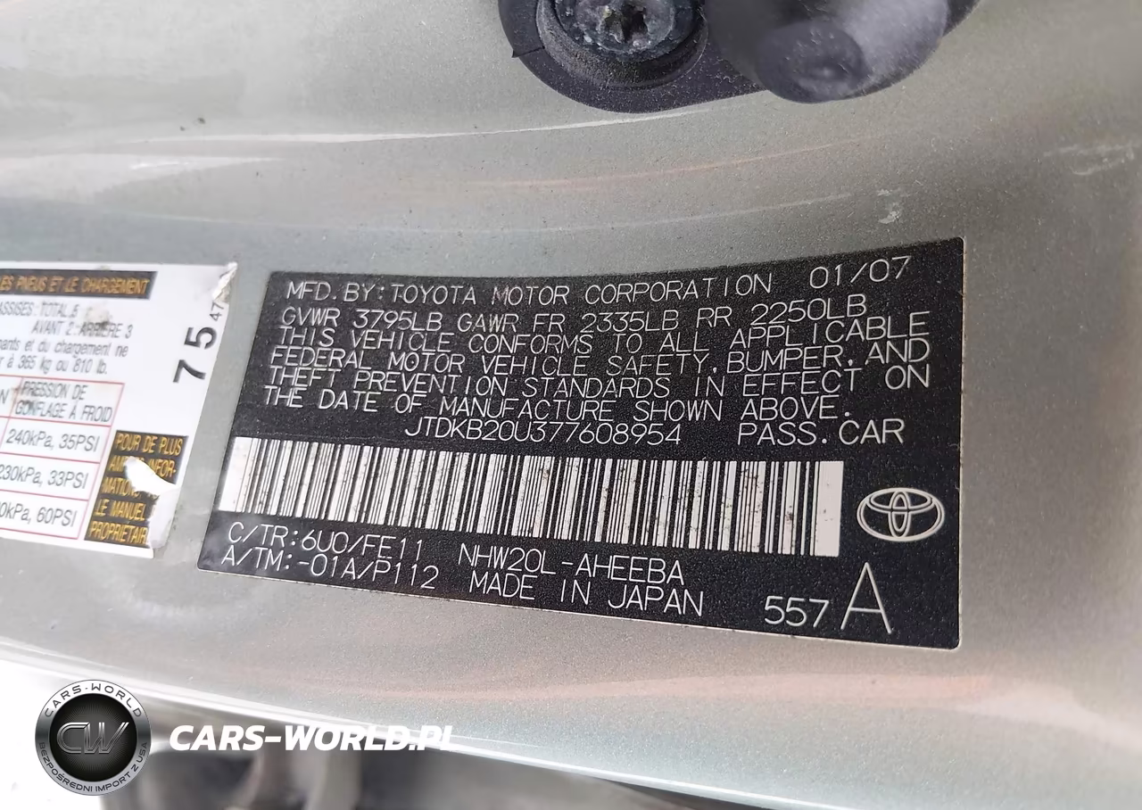 2007 Toyota Prius Base VIN:JTDKB20U377608954 - 9