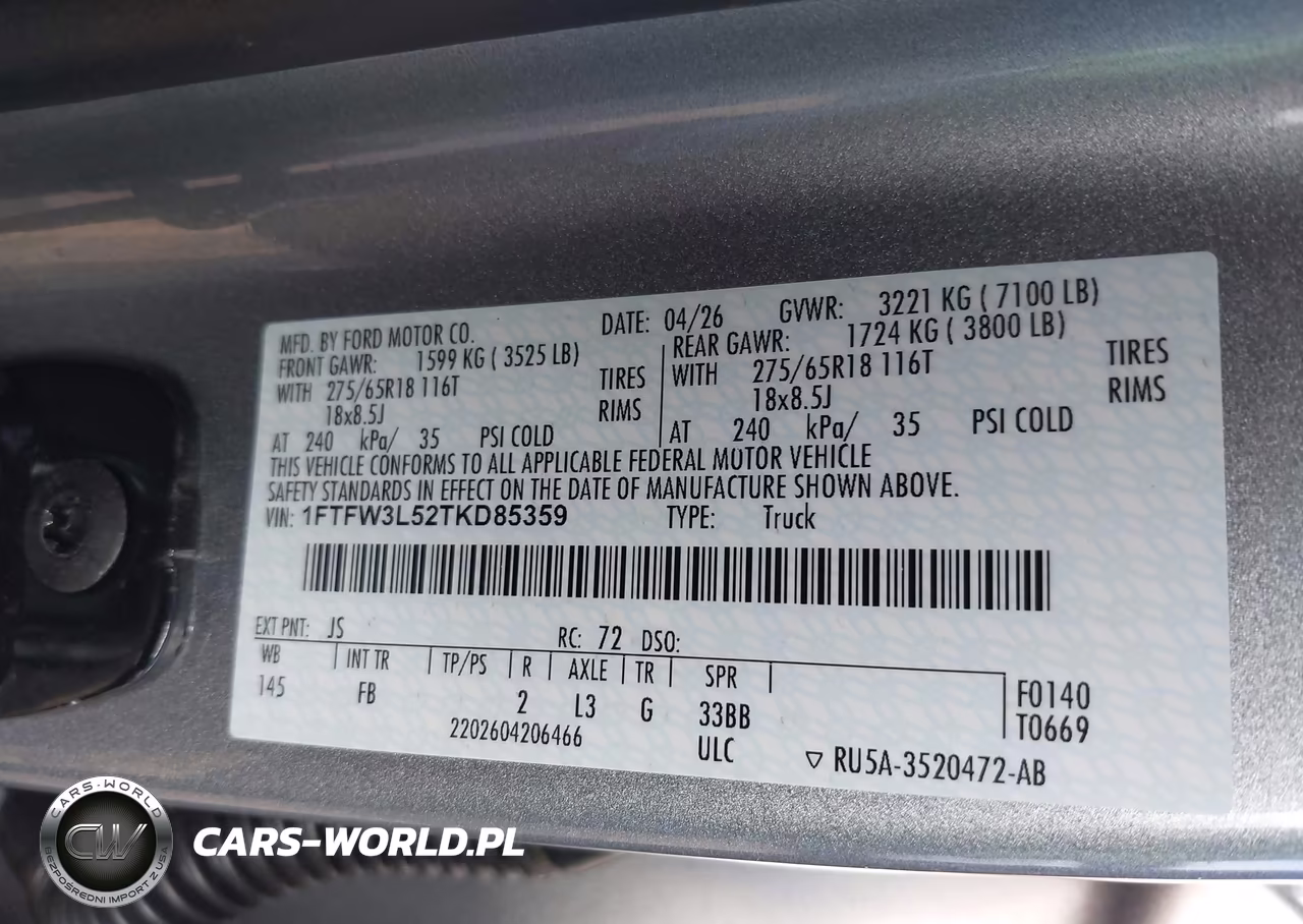 2026 Ford F-150 Xlt VIN:1FTFW3L52TKD85359 - 9