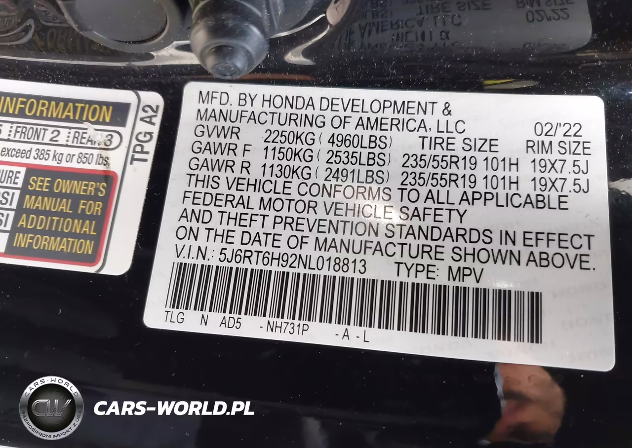 2022 Honda Cr-V Hybrid Touring VIN:5J6RT6H92NL018813 - 9