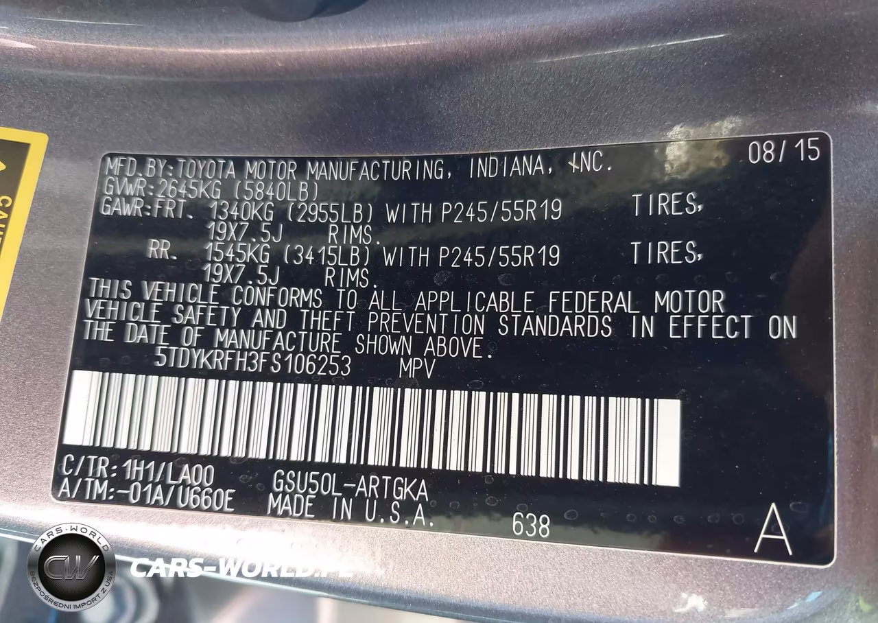 2015 Toyota Highlander Limited V6 VIN:5TDYKRFH3FS106253 - 9