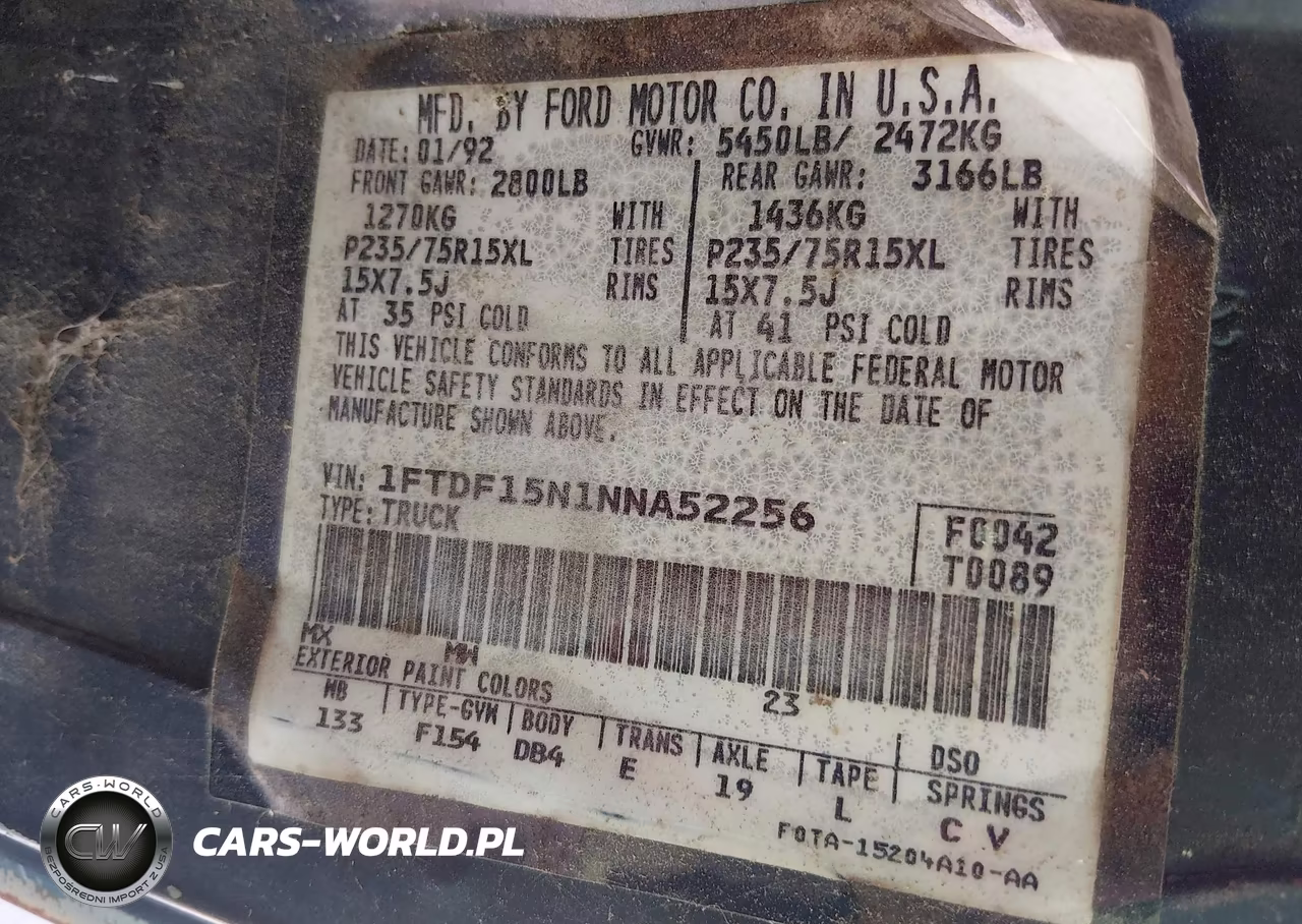 1992 Ford F150 VIN:1FTDF15N1NNA52256 - 9