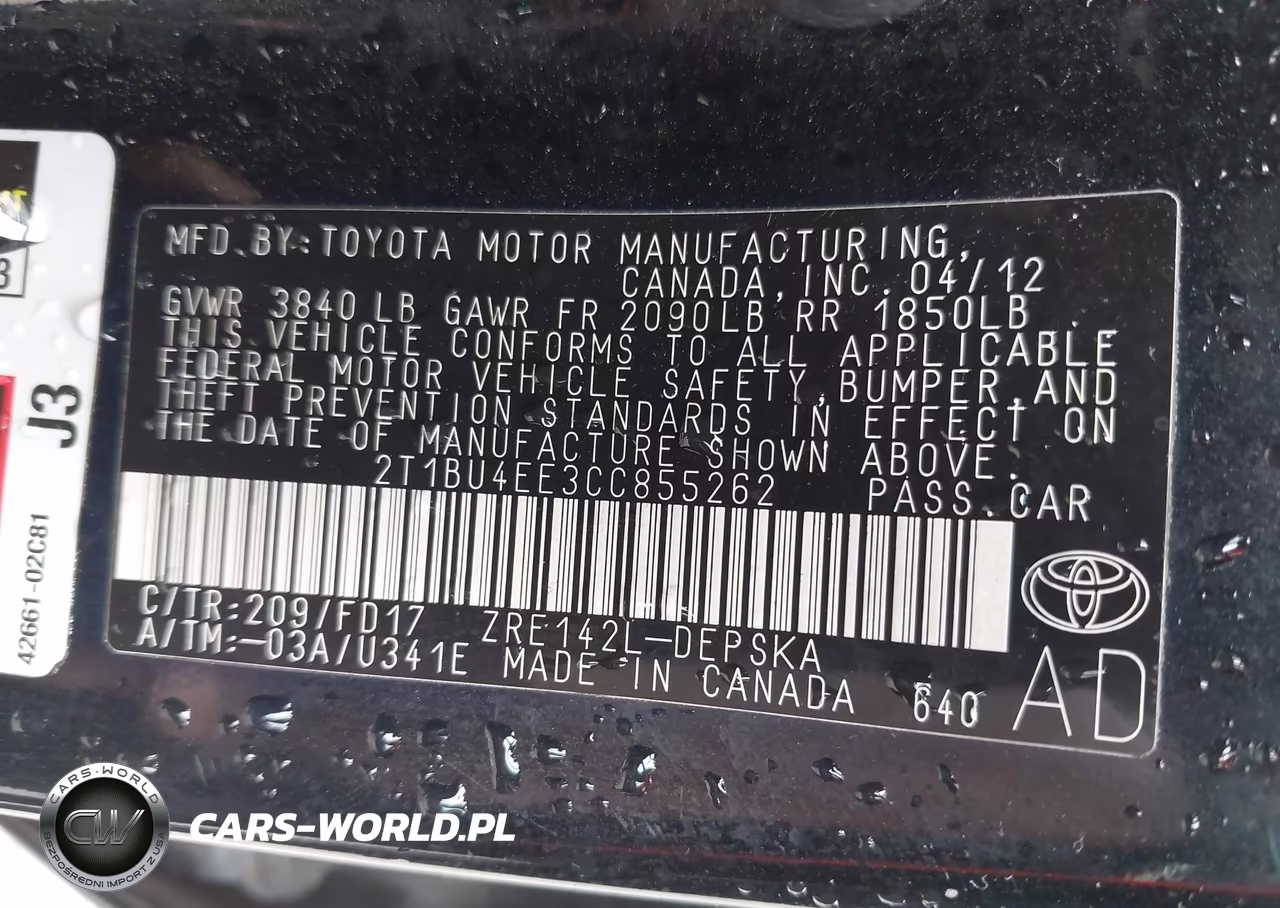 2012 Toyota Corolla S VIN:2T1BU4EE3CC855262 - 9